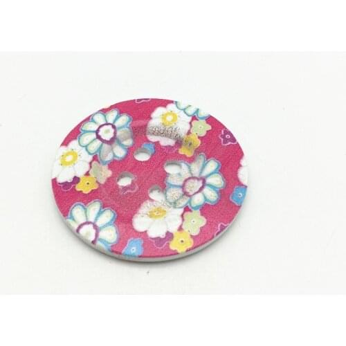 20pcs 50mm Large Wood Buttons PINK Flower Pattern Fancy Sewing Button Carfts Embellishments Bag Jewelry Accessories