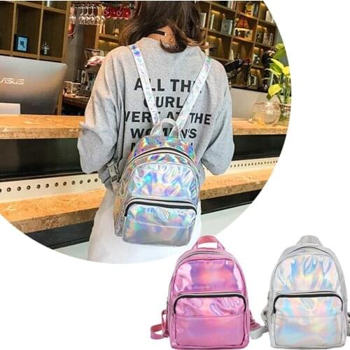 2021 Mini Bags For Women Silver Pink Fashion Laser Backpack Youth Bag Teenage Girls Female Korean Trend Personality School Bag