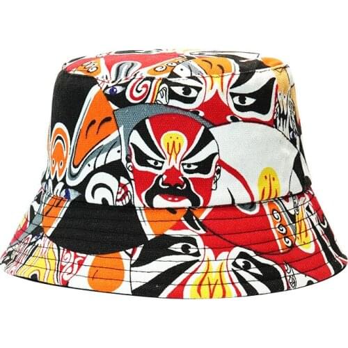 2021 Vintage Cartoon Fack Print Foldable panama Bucket Hat Cotton Hip Hop Beach Sun Hat Street Fisherman Outdoor Cap Men Woman