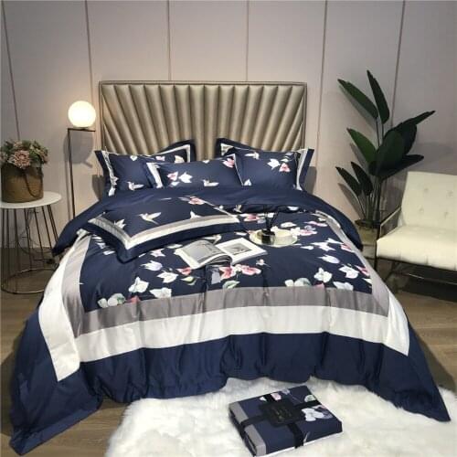 Luxury Digital Printing blue 60S Egyptian cotton Bedding sets Queen King Pastoral Duvet cover Bed sheet Pillowcases 4pcs