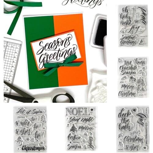 6*8 inch Clear Transparent Stamps Words Let it Snow Merry Christmas Seasons Greetings Sentiments Ornament DIY Scrapbooking 2020