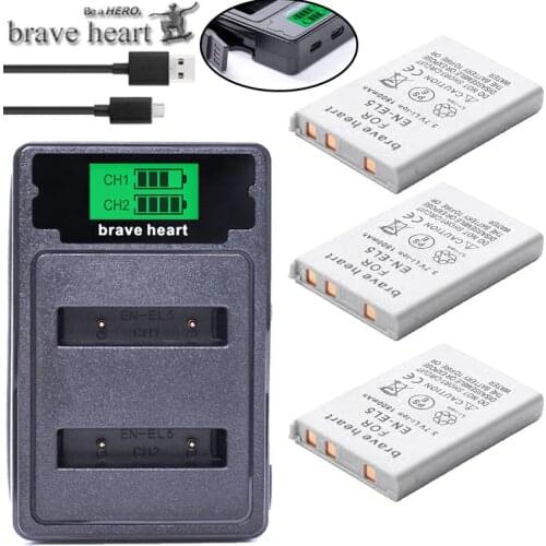 Bateria EN-EL5 ENEL5 En El5 Battery pack + dual charger For Nikon Camera Coolpix P80 P90 P100 P500 P510 P520 camera accessories