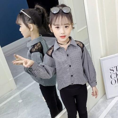 Girls Blouses Plaid Blouse For Girls Long Sleeve Kids Shirt 6 8 12 Years Spring Girl Clothes Teen Kids Shirt Autumn