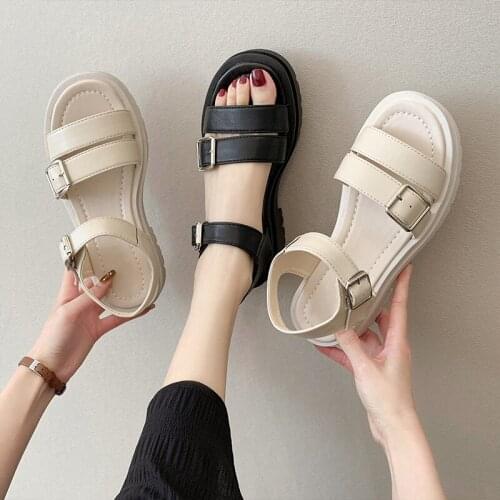 Fashion Women Sandals Ankle Strap Buckle Platform Open Toe Block Heel Ladies Shoes Summer Casual Bottom Hollow High Heels Thick