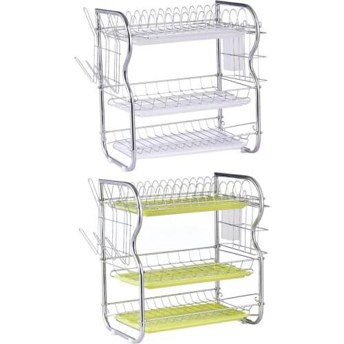 3 Tiers Dish Drainer Rack Holder Dish Drying Plate Kitchen Storage Shelf Cup Cutlery Drainer Holder With Drainboard Mug Holder