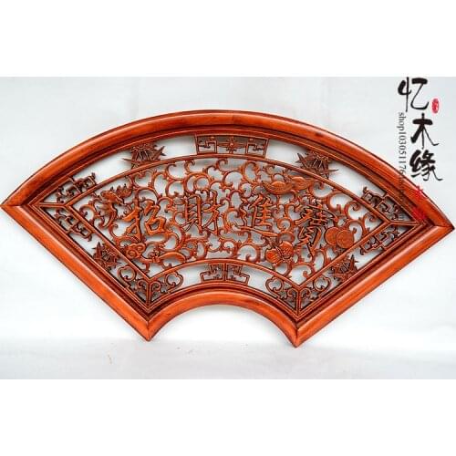 Dongyang wood carving handicraft sector "camphor wood sofa backdrop decorative pendant antique wood panel
