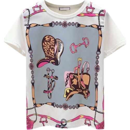 Cotton White Printed Short Sleeved Woman Clothes WomenS T-Shirts Harajuku Vintage Tops Blouses Spring Autumn Summer Style 2021