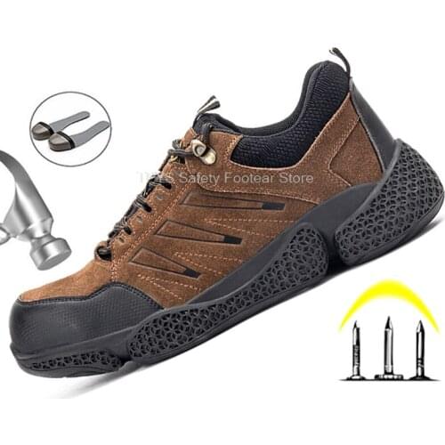 Male Indestructible Work Shoes Sneakers Men Boots Anti-puncture Safety Shoes Men Anti-smash Work Boots Steel Toe Shoes Footwear