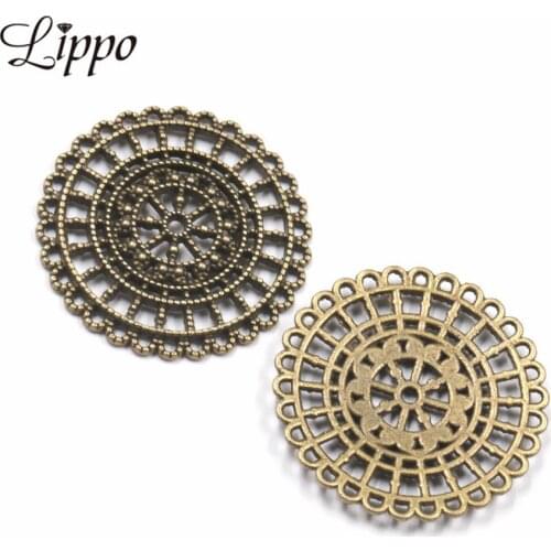 12pcs Alloy Round Connector Antique Bronze Pendant Earring Pendant DIY Earring Charms