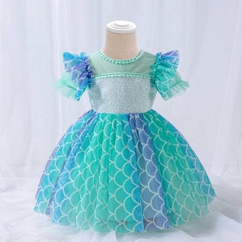Lace sequin Mermaid Christening Princess Toddler Birthday Party Ball Gown Baby Girl Summer Dress Newborn Children Baptism 1 Year