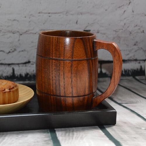 TECHOME Natural Wood Mug Handcrafted Cup Wooden Milk Beer Tea Coffee Mug Handmade Healthy Material Cup