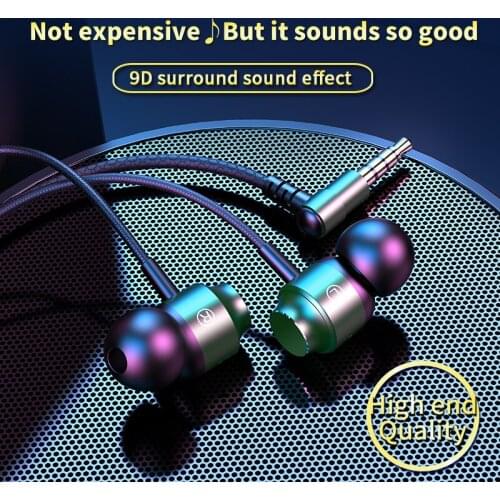 Metal In-Ear Earphones Wired Headphones Magnetic With Microphone Phone Earphone Noise Cancelling Earbuds Bass Stereo Headsets