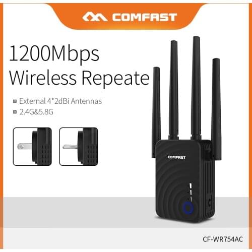 Comfast Mini Repeater For Home 1200Mbps Wireless Extender Use 4*Antennas Signal Through the Wall Stably 2.4GHz&5.8GHz CF-WR754AC