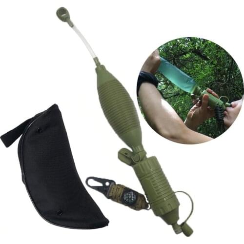Mini Camping Drinking Outdoor Water Purifier Suction Water Filter Matching Compass Lifeline Gravity Survival Gear