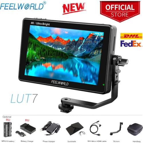 FEELWORLD LUT7 7 Inch Ultra Bright LUT 2200nits Touch Screen DSLR Camera Field Monitor with 3D Waveform VectorScope Histogram
