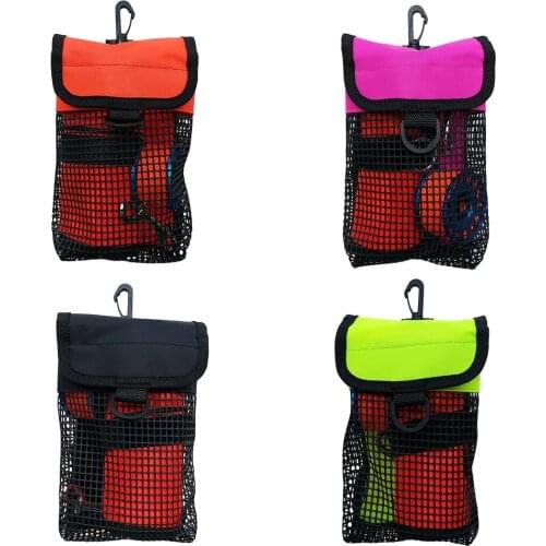 23 x 13 x 5 cm PVC Mesh Nylon Compact Mesh Gear Bag Pouch & Clip for Scuba Diving Reel & SMB Safety Marker Buoy Equipment