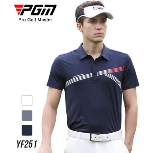PGM 2020 summer new golf clothing mens short-sleeved t-shirt breathable and quick-drying mens clothes Golf Sportswear Top