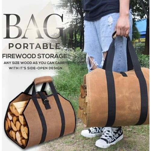 Portable Firewood Wood Log Carrier Bag Outdoor Camping Firewood Holder Carry Storage Bag Handbag Wood Handling Canvas Bag