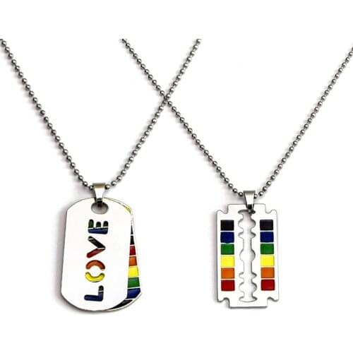 Rainbow Gay Pride LGBT Necklace Fashion Men and Women Gay Pride Pendants & Necklaces Stainless Steel Necklaces Men Jewelry