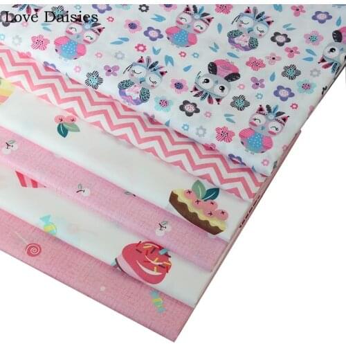 100% Cotton Twill Cute Cartoon Indian Owl Flower Chevron Cake Cupcake Candy fabric for DIY Kids Crib Bedding Apparel Dress Decor
