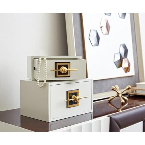 Nordic Home Decoration Accessories Modern Wood Metal Decorative Boxes Luxury Jewelry Storage Box