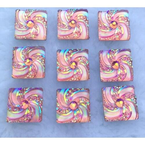 DIY Square shape Resin rhinestone Flat Back Crystal stone Wedding clothing Craft 16mm 80pcs -E974*4