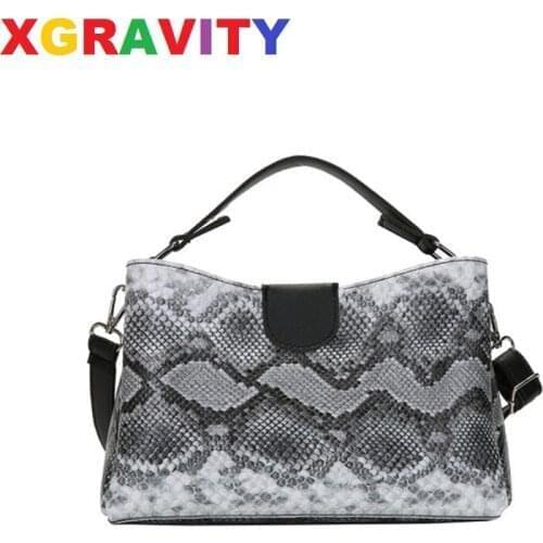 XGRAVITY New Lady Bags Fashin Autumn All Matched Snakeskin Vintage Girl Bags Elegant Women Handbags Retro Female New Bag H271