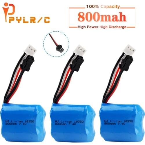 Teranty 7.4v 800mAh Li-ion battery for H100 H102 18350 7.4v Li-ion Battery for JJRC S1 S2 S3 S4 S5 High Speed RC boat 3pcs