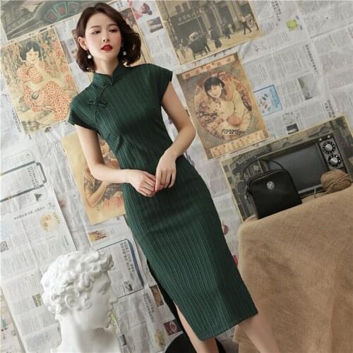Traditional Chinese Dresses for Women Oriental Elegant Classic Slim Cheongsam Cotton Linen Long QIpao Lady MH129
