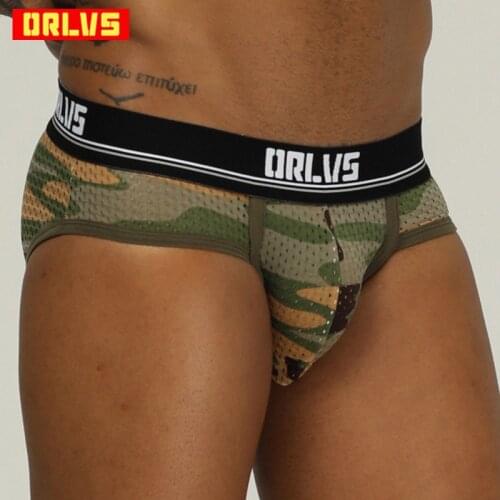 ORLVS Men Underwear Sexy Briefs Jockstrap Cueca Tanga Slip Homme Kinckers For Men Ropa Interior Hombre Mesh Panties OR187