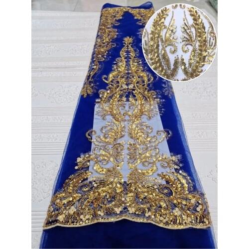 Latest Heavy Sequins Embroidery 2021 African Mesh Lace Fabrics French Tulle Laces Fabric With Sequin For Nigerian Net Lace Dress