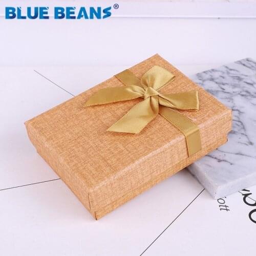 Jewelry Necklace Earrings Ring packaging Box Hot sell Paper Gift Box Jewellery Organizer sponge boxes gift Bangles Bow Gold 2019