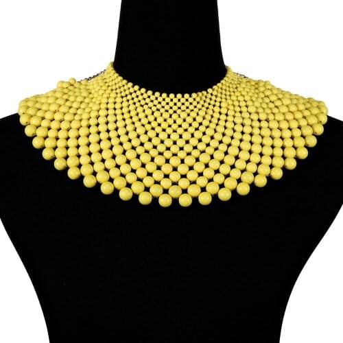 14 Colors Popular Jewelry Accessories Hyperbole Handmade Imitation Pearls Shawl Stytle Choker Bib Statement Neckalce for Women