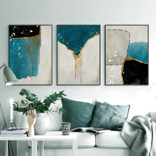 Golden Color Abstract Wall Art Canvas Poster and Print Painting Minimalist Nordic Decoration Pictures Modern Home Decor