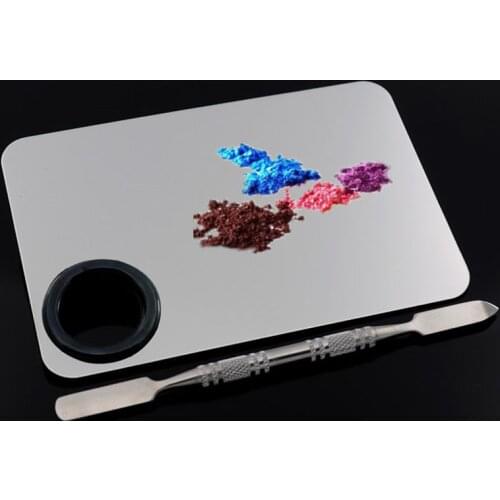 1 Set Rectangular Stainless Steel Palette with Paint Mixing Knife Makeup Artist Palette for Acrylic, Watercolor, Oil Paints