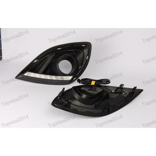 1Pair White LED Daytime Running Light Driving Fog Lamp DRL Fog Lights for Mazda2 2012-2015