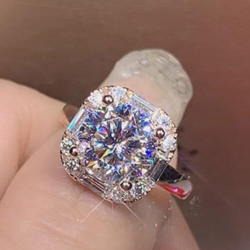 10K Rose Gold Women Ring Moissanite Diamonds 1 2 3 4 5 Carat Round Square Elegant Wedding Party Engagement Anniversary Ring