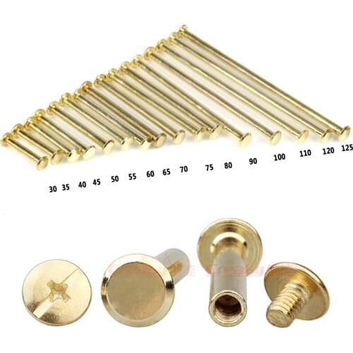 20pcs M5*4-125mm Copper Plated Chicago Screws Snap Rivet Books Butt Screw Photo Album Account Binding Screw