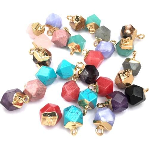 5Pcs Natural Stone Pendants Geometric Shape Fashion Pendants Making for Jewelry DIY Necklace Stainless Steel Jewelry Gift