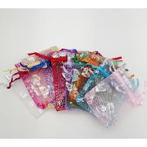 500Pcs 7x9 9x12 13x18 Butterfly Star Moon Jewelry Bag Drawstring Gift Bag for Jewelry Packing Display Bags Organza Storage Pouch