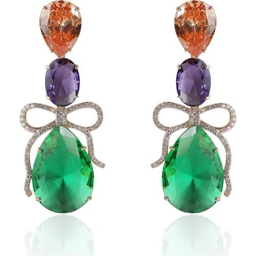 5A Grade Drop Cubic Zircon Earrings for Wedding, Love Crystals Bride Earring for Women Girl Gift Party Jewelry CE10943