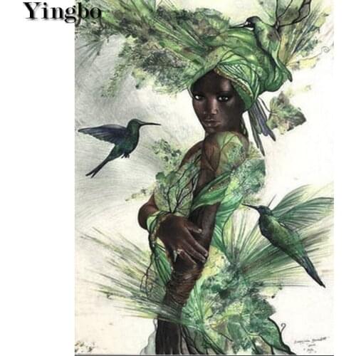 5D Diamond Embroidery Full square drill New Arrival African woman hummingbird abstract art Diamond Painting Diamond Mosaic Decor
