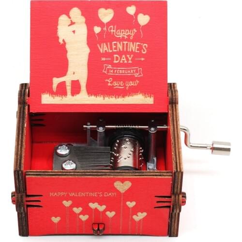 Antique Carved Hand Cranked Love Girlfriend Love Wife You Are My Sunshine Red Music Box Gift For Girlfriend Valentines Day Gift