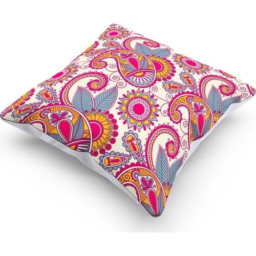 Bohemian Sofa Cushions Farmhouse Decor Polyester Pillow 45*45 Vintage Decorative Cushion Cover Geometric Flower Pillowcase