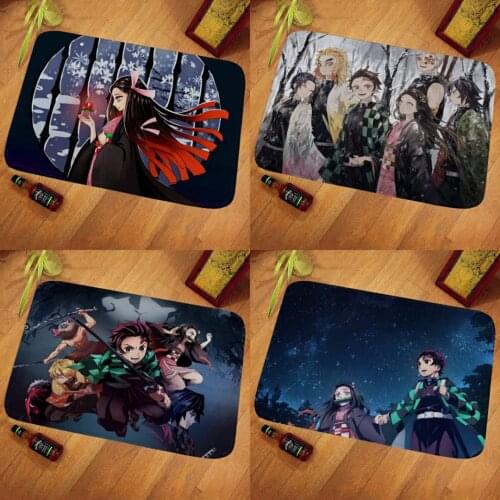 Demon Slayer Kimetsu no Yaiba Kamado Tanjirou Tomioka Giyuu Cartoon Anime Absorbent Floor Mats Home Living Room Kitchen Rugs New