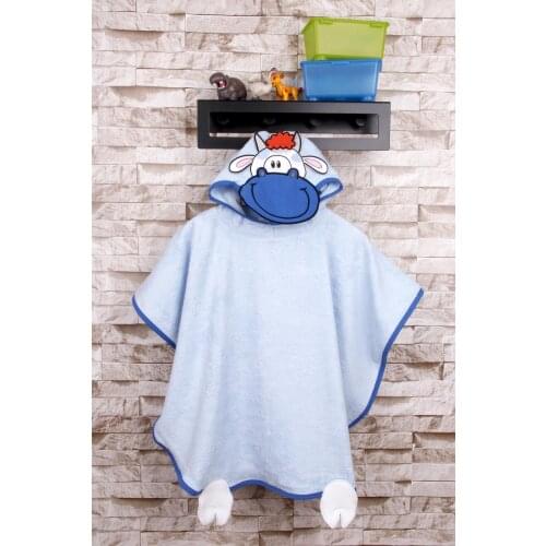 100% Cotton 60x75 Animal Embroidery Kids Poncho