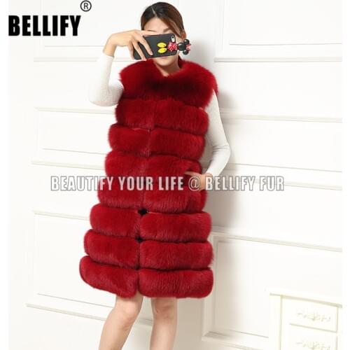 Hot sale European Uk style Long Real Fox Fur Vest , Beautiful Look horiental Natural Fox Fur waistcoat For women