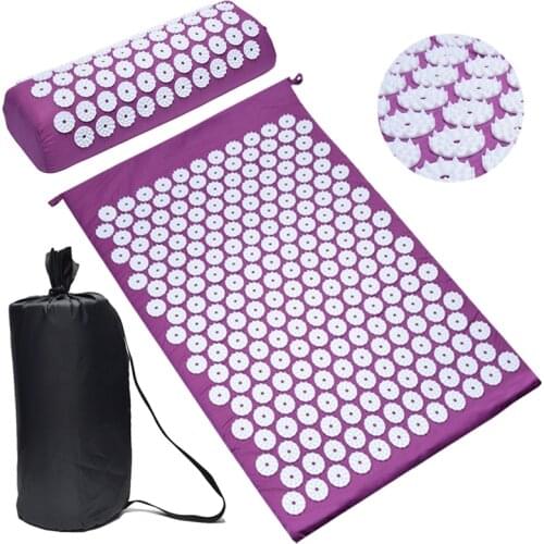 Yoga Massage Mat Back Body Neck Pain Spike Mat Massager Relieve Stress Cushion Muscle Relaxation Acupressure Mat with Pillow,Bag