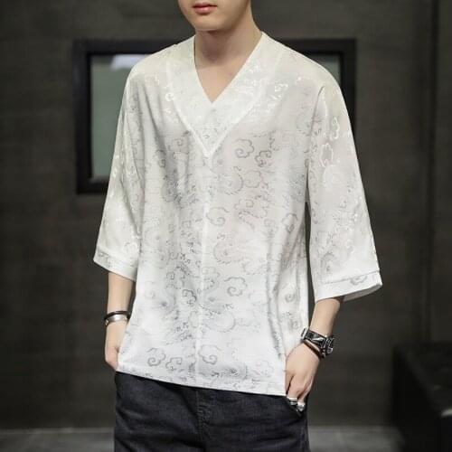 Chinese Style Fashion Plus Size T Shirts Men Clothing 2021 New Loose Jacquard Short Sleeve Harajuku Top Male Oversized Tee 31228