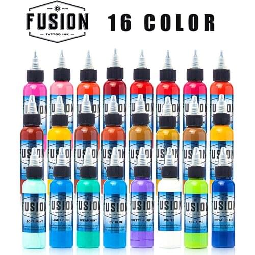 NEW Fusion 30 ML / Bottle Tattoo Airbrush Ink 16 Colors Pigment Set For Body Paint Tattoo Color Pigment Tattoo Supply